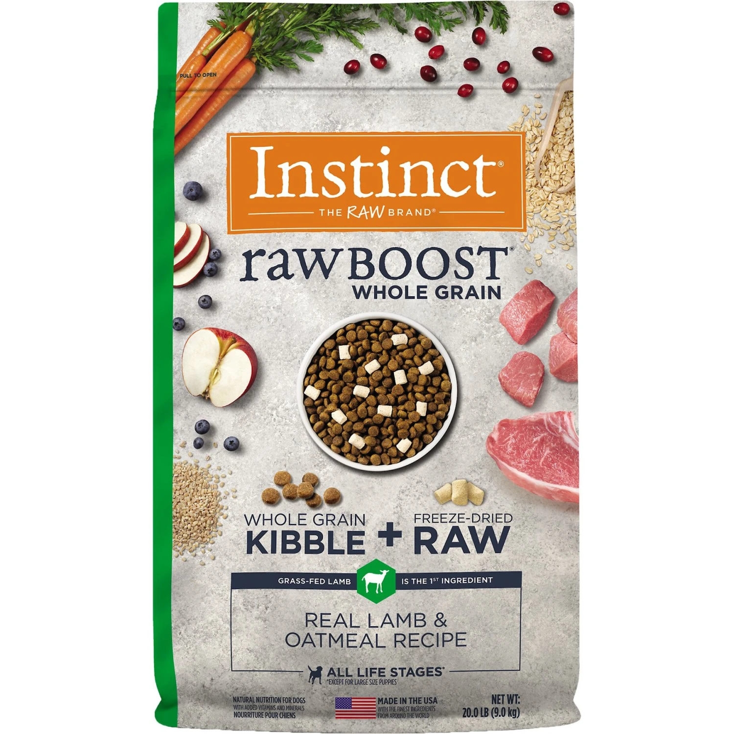 Instinct Raw Boost Whole Grain Real Lamb & Oatmeal Recipe Freeze-Dried Raw Coated Dry Dog Food 3 Instinct Raw Boost Whole Grain Real Lamb & Oatmeal Recipe Freeze-Dried Raw Coated Dry Dog Food