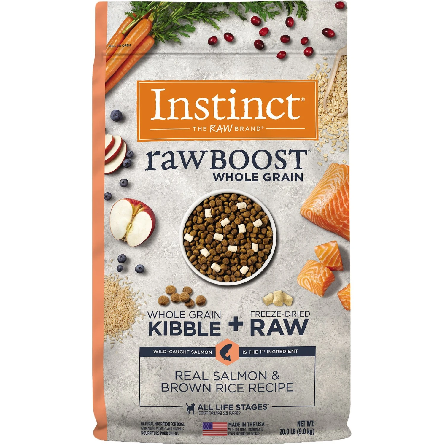 Instinct Raw Boost Whole Grain Real Salmon & Brown Rice Recipe Freeze-Dried Raw Coated Dry Dog Food 3 Instinct Raw Boost Whole Grain Real Salmon & Brown Rice Recipe Freeze-Dried Raw Coated Dry Dog Food