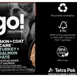 Go! Solutions Skin + Coat Care Turkey & Salmon Pate Dog Food -Snuggle Paws 220100 PT6. AC SS1800 V1683562690