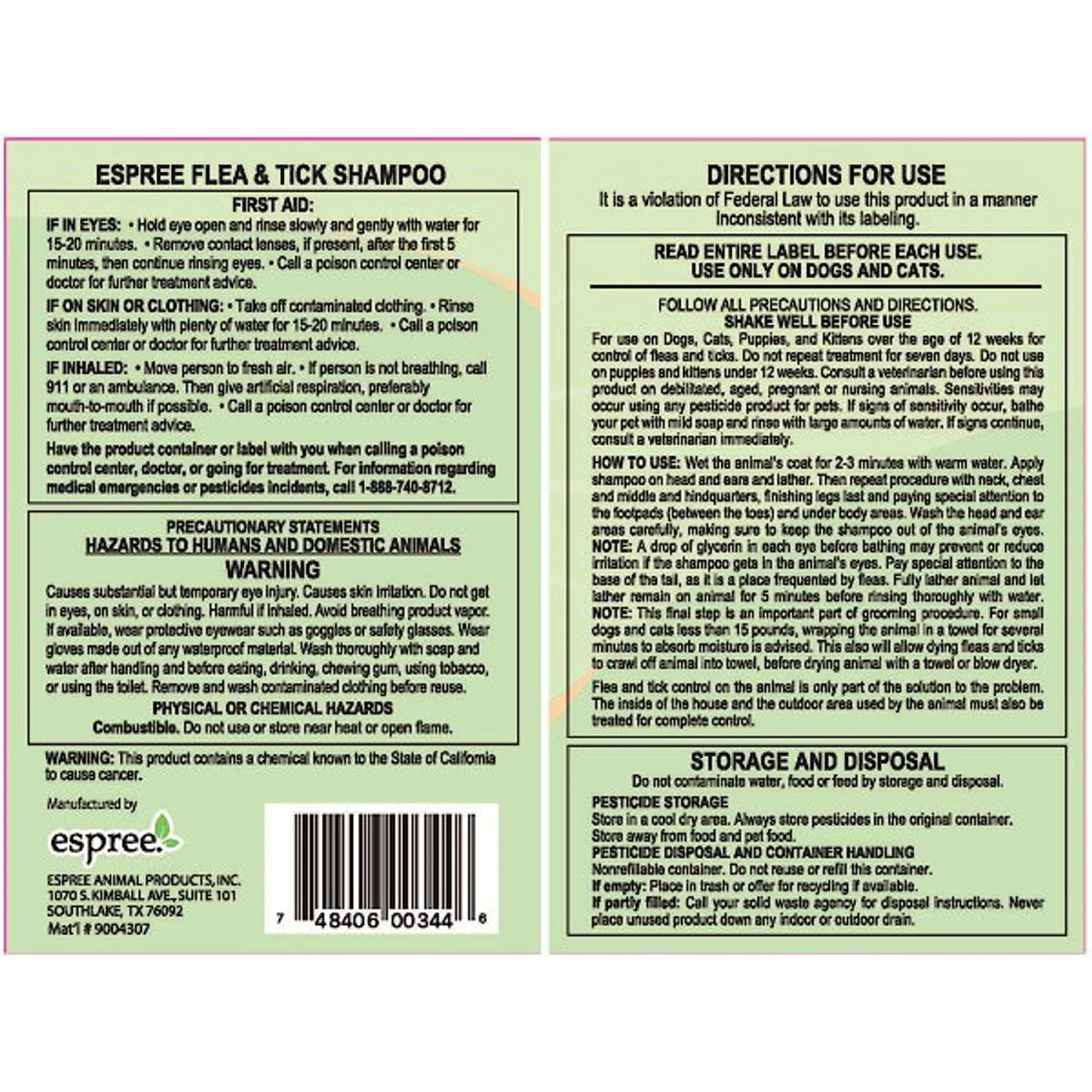 Espree Flea & Tick Dog & Cat Shampoo, 1-gallon 4 Espree Flea & Tick Dog & Cat Shampoo, 1-gallon - Image 2