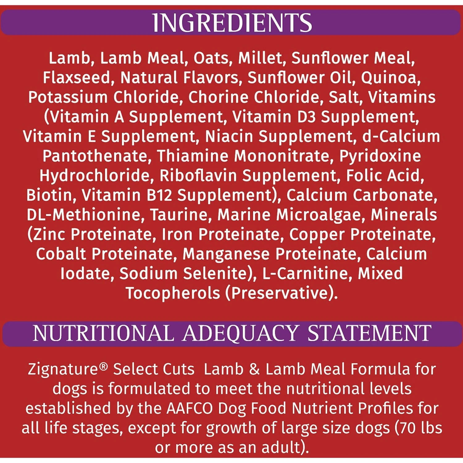 Zignature Select Cuts Lamb & Lamb Meal Formula Dry Dog Food 7 Zignature Select Cuts Lamb & Lamb Meal Formula Dry Dog Food - Image 5