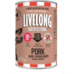 Livelong Healthy & Strong Pork & Sweet Potato Recipe Wet Dog Food, 12.5-oz Can, Case Of 12