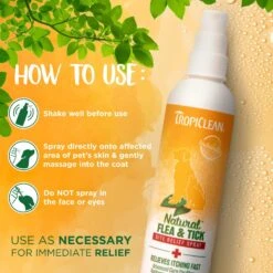 TropiClean Natural Flea & Tick Bite Relief Dog Spray, 8-oz Bottle -Snuggle Paws 248267 PT5. AC SS1800 V1684454073