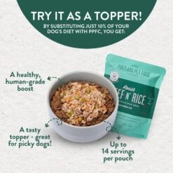 Portland Pet Food Company Rosie's Beef N' Rice Homestyle Wet Dog Food Topper, 9-oz Pouch, Case Of 4 -Snuggle Paws 252873 PT3. AC SS1800 V1692993973