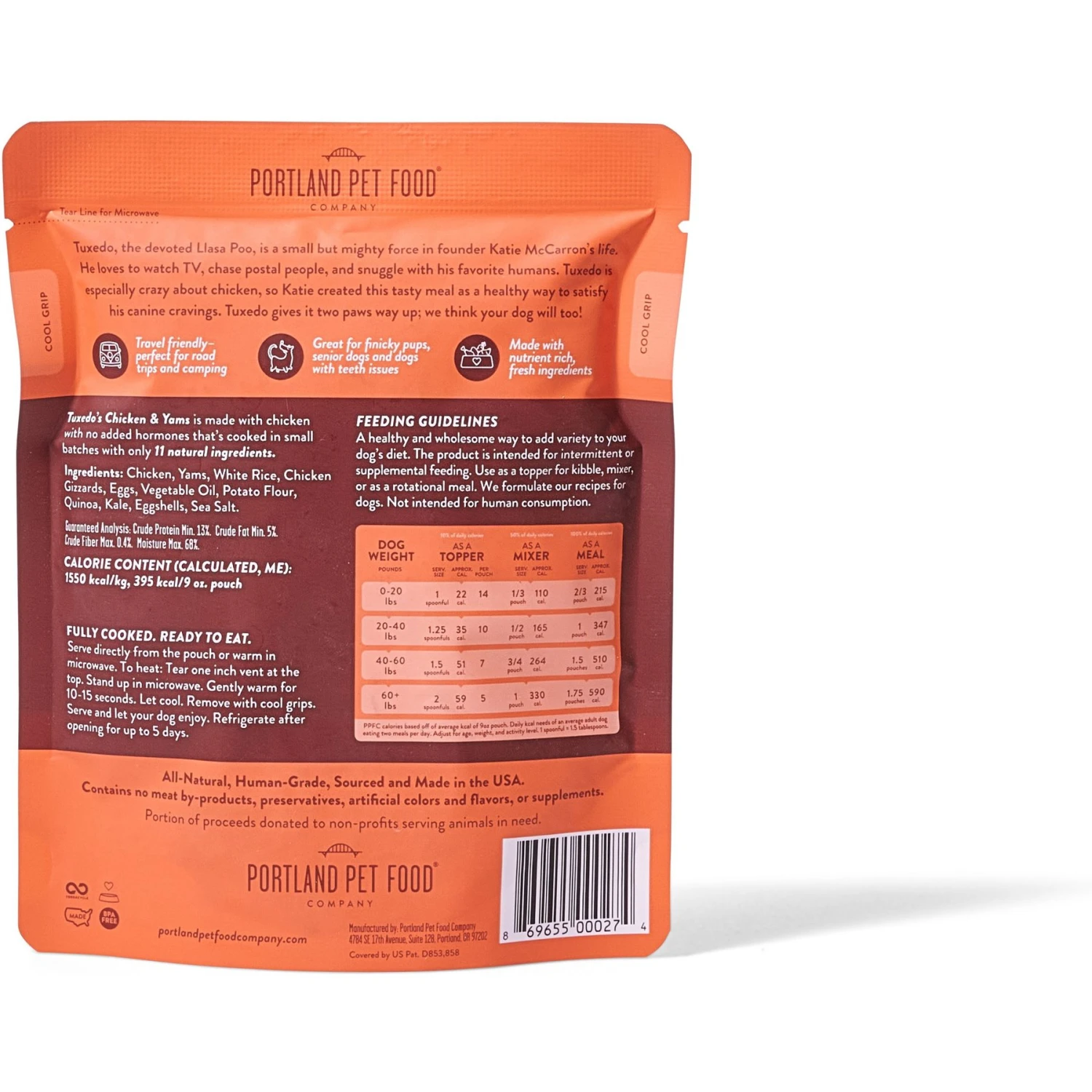 Portland Pet Food Company Tuxedo's Chicken & Yams Homestyle Wet Dog Food Topper, 9-oz Pouch, Case Of 4 4 Portland Pet Food Company Tuxedo's Chicken & Yams Homestyle Wet Dog Food Topper, 9-oz Pouch, Case Of 4 - Image 2