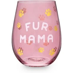 Blush Fur Mama Stemless Wine Glass, 20-oz