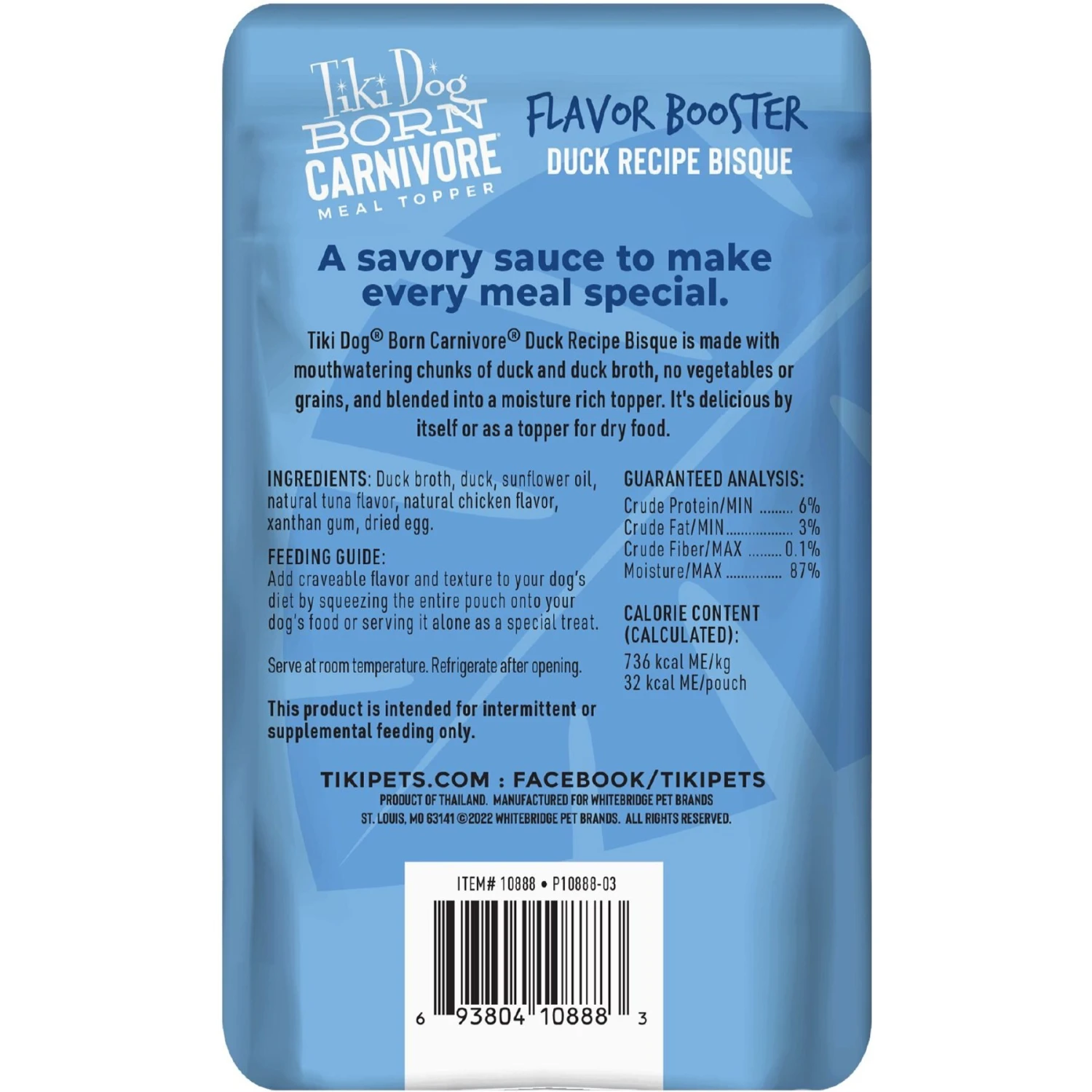 Tiki Dog Born Carnivore Flavor Booster Duck Bisque Non-GMO Wet Dog Food Topper 5 Tiki Dog Born Carnivore Flavor Booster Duck Bisque Non-GMO Wet Dog Food Topper - Image 3