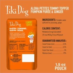 Tiki Dog Tummy Topper Pumpkin & Ginger Puree Grain-Free Wet Dog Food Topper -Snuggle Paws 259168 PT5. AC SS1800 V1631199768