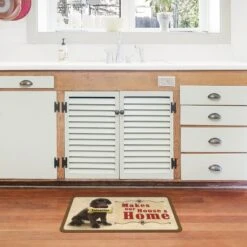 Bungalow Flooring Makes Our House A Home Black Lab Personalized Floor Mat -Snuggle Paws 263766 PT2. AC SS1800 V1615504319