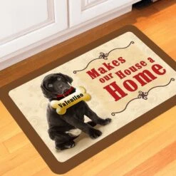 Bungalow Flooring Makes Our House A Home Black Lab Personalized Floor Mat -Snuggle Paws 263766 PT3. AC SS1800 V1615518103