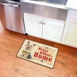 Bungalow Flooring Makes Our House A Home Yorkshire Terrier Personalized Floor Mat -Snuggle Paws 263774 PT4. AC SS1800 V1615508815