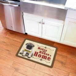 Bungalow Flooring Makes Our House A Home Pug Personalized Floor Mat -Snuggle Paws 263778 PT4. AC SS1800 V1615517200