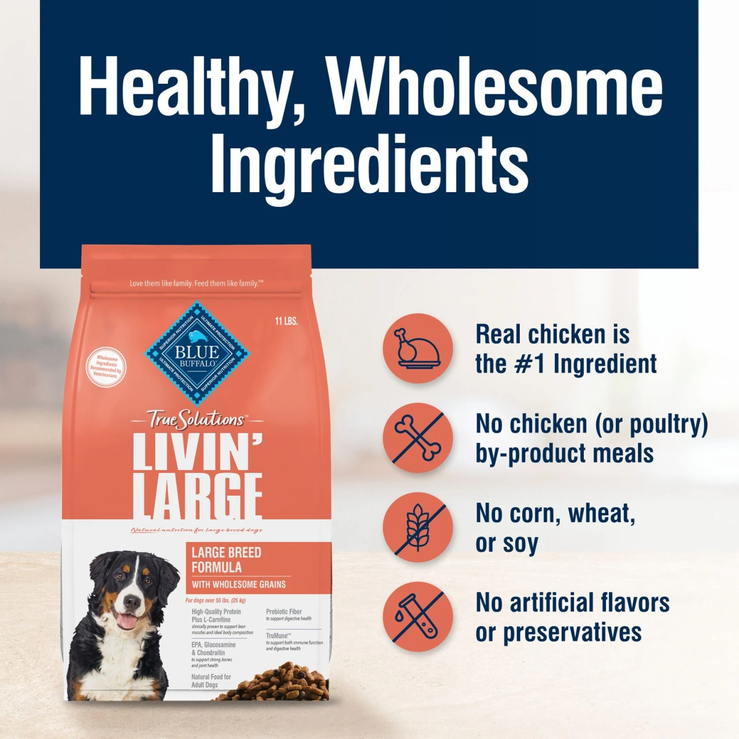 Blue Buffalo True Solutions Livin' Large Large Breed Formula Adult Dry Dog Food 8 Blue Buffalo True Solutions Livin' Large Large Breed Formula Adult Dry Dog Food - Image 6