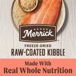 Merrick Healthy Grains Raw-Coated Kibble Real Salmon + Brown Rice Recipe Freeze-Dried Dry Dog Food -Snuggle Paws 265204 PT4. AC SS1800 V1673561272