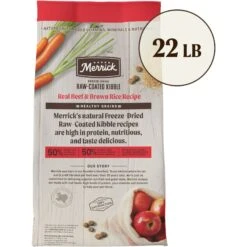 Merrick Healthy Grains Raw-Coated Kibble Real Beef + Brown Rice Recipe Freeze-Dried Dry Dog Food -Snuggle Paws 265212 PT2. AC SS1800 V1673561129