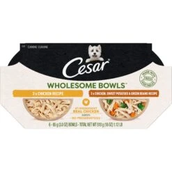 Cesar Wholesome Bowls Chicken Recipe & Chicken, Sweet Potato, Green Beans Recipe Variety Pack Small Breed Adult Wet Dog Food