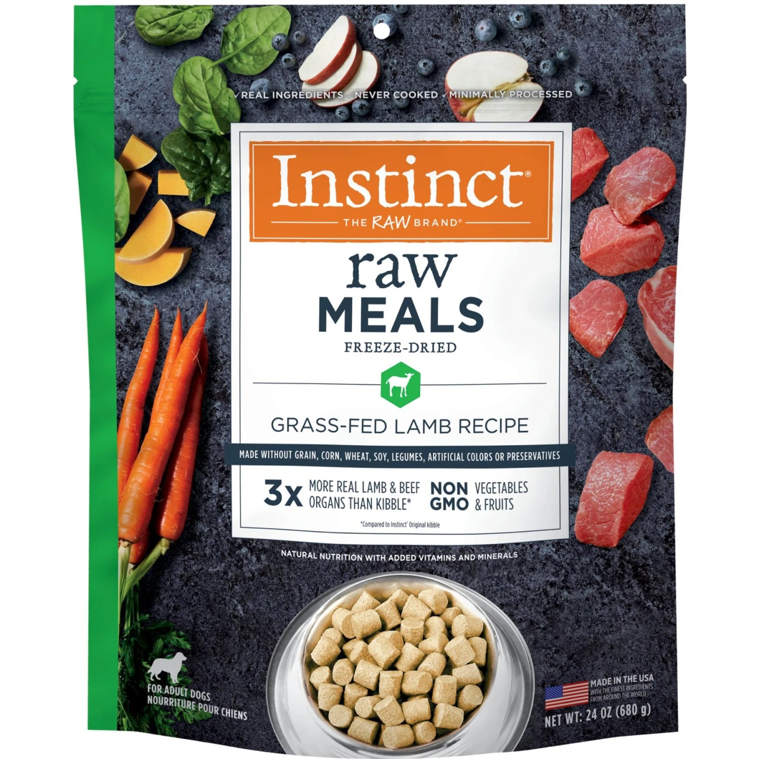 Instinct Raw Meals Grass-Fed Lamb Recipe Grain-Free Freeze-Dried Adult Dog Food 3 Instinct Raw Meals Grass-Fed Lamb Recipe Grain-Free Freeze-Dried Adult Dog Food