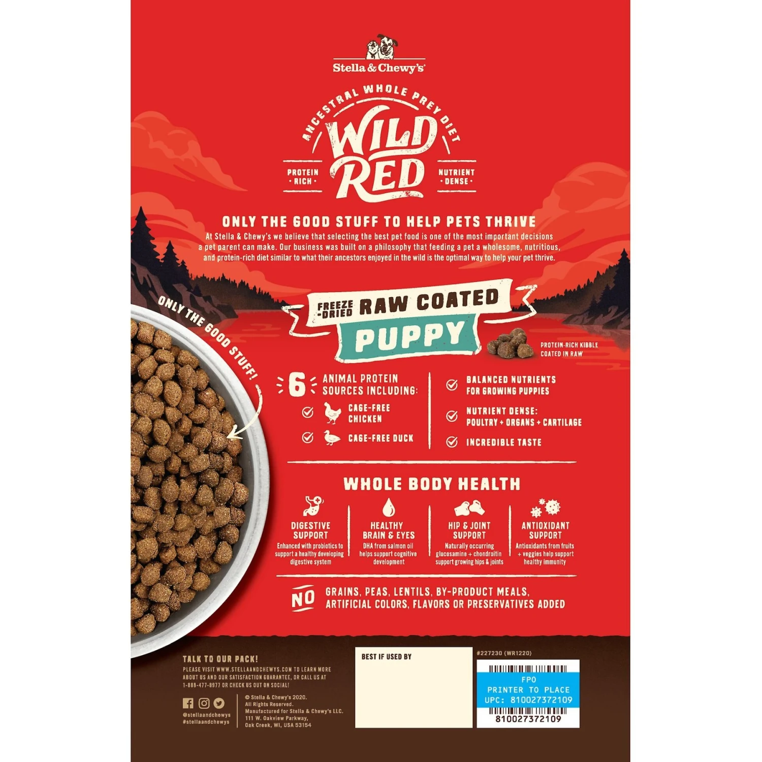 Stella & Chewy's Wild Red Raw Coated Kibble Puppy Grain-Free Prairie Recipe Dry Dog Food 4 Stella & Chewy's Wild Red Raw Coated Kibble Puppy Grain-Free Prairie Recipe Dry Dog Food - Image 2