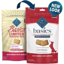 Blue Buffalo Basics Skin & Stomach Care Salmon & Potato Recipe Adult Dry Dog Food & Blue Buffalo Basics Skin & Stomach Care Biscuits Salmon & Potato Dog Treats -Snuggle Paws 292682 PT5. AC SS1800 V1646350154