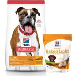 Hill's Science Diet Adult Light With Chicken Meal & Barley Dry Dog Food & Hill's Natural Baked Light Biscuits With Real Chicken Dog Treats, Medium