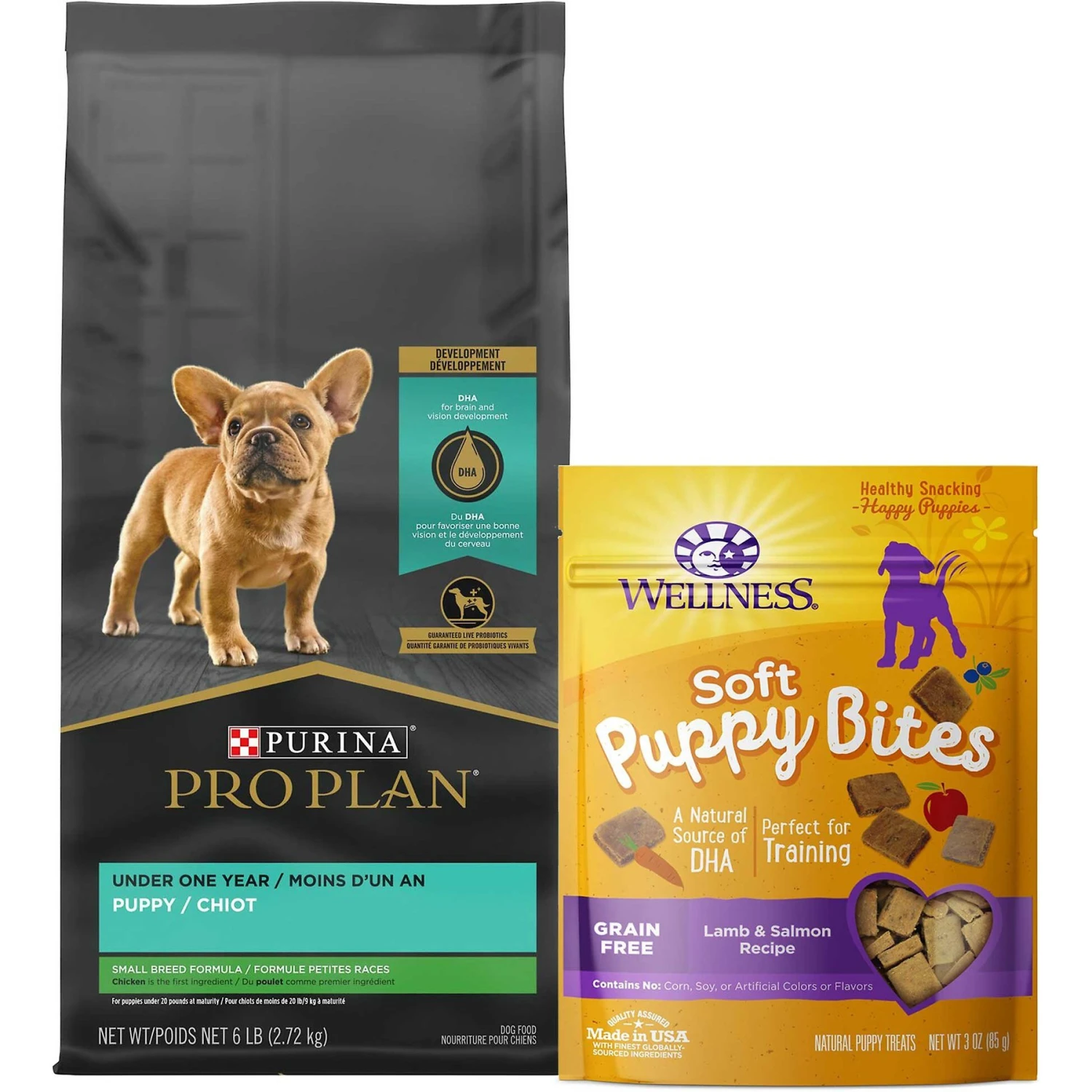 Purina Pro Plan Puppy Small Breed Chicken & Rice Formula Dry Dog Food & Wellness Soft Puppy Bites Lamb & Salmon Recipe Grain-Free Natural Dog Treats 3 Purina Pro Plan Puppy Small Breed Chicken & Rice Formula Dry Dog Food & Wellness Soft Puppy Bites Lamb & Salmon Recipe Grain-Free Natural Dog Treats