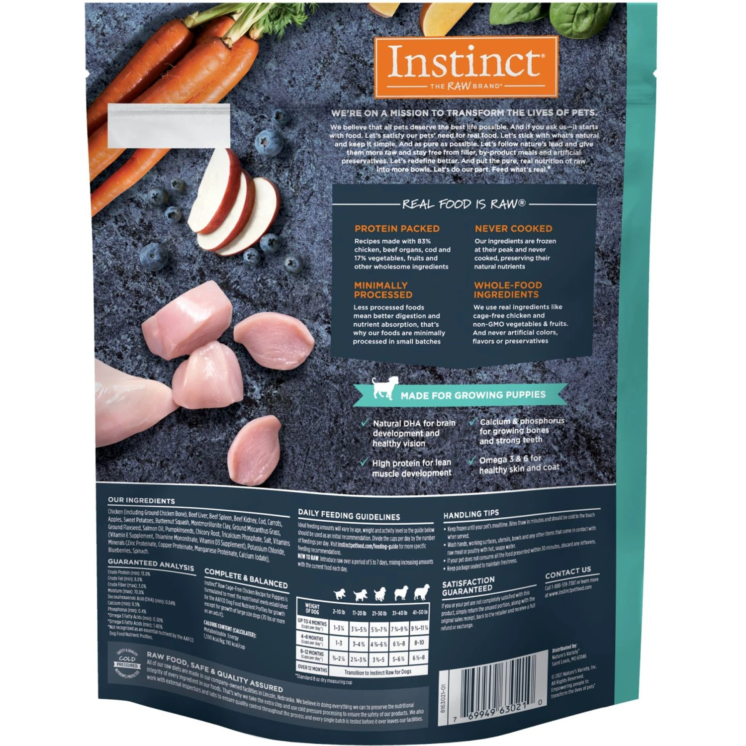 Instinct Bites Chicken Recipe Grain-Free Cage-Free Raw Frozen Puppy Food, 3-lb Bag 4 Instinct Bites Chicken Recipe Grain-Free Cage-Free Raw Frozen Puppy Food, 3-lb Bag - Image 2