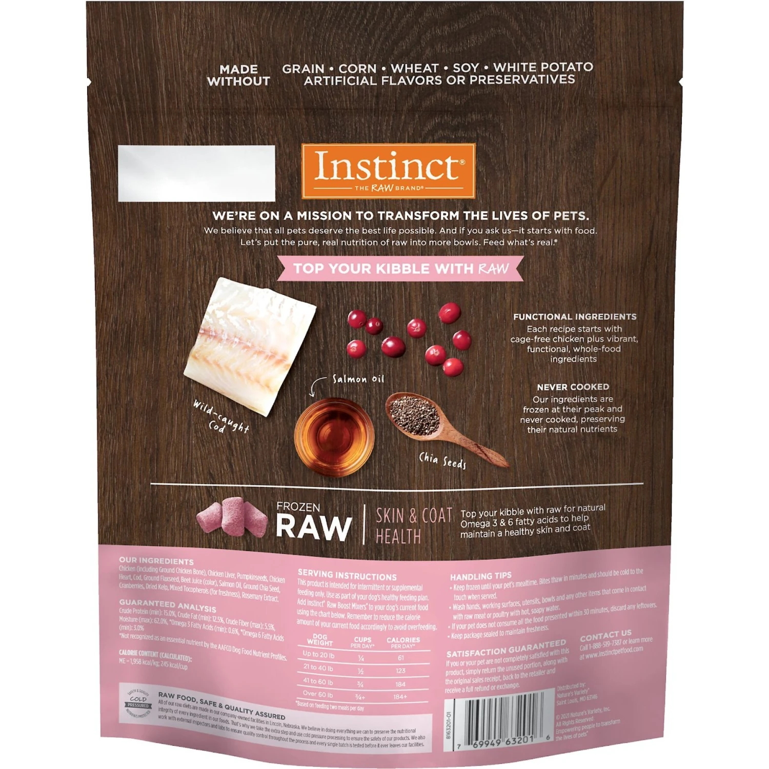 Instinct Boost Mixers Skin & Coat Health Grain-Free Frozen Dog Food Topper, 1.25-lb Bag 4 Instinct Boost Mixers Skin & Coat Health Grain-Free Frozen Dog Food Topper, 1.25-lb Bag - Image 2