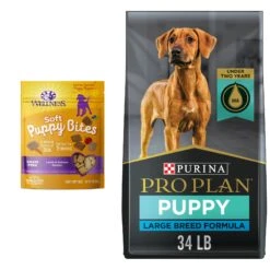 Purina Pro Plan High Protein Chicken & Rice Formula Large Breed Dry Puppy Food & Wellness Soft Puppy Bites Lamb & Salmon Recipe Grain-Free Natural Dog Treats