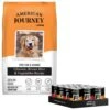 American Journey Protein & Grains Senior Chicken, Brown Rice & Vegetables Recipe Dry Dog Food & American Journey Poultry & Beef Variety Pack Grain-Free Canned Dog Food -Snuggle Paws 302228 MAIN. AC SS1800 V1694617188