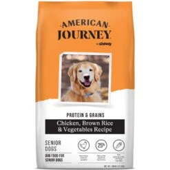 American Journey Protein & Grains Senior Chicken, Brown Rice & Vegetables Recipe Dry Dog Food & American Journey Poultry & Beef Variety Pack Grain-Free Canned Dog Food -Snuggle Paws 302228 PT5. AC SS1800 V1694612385