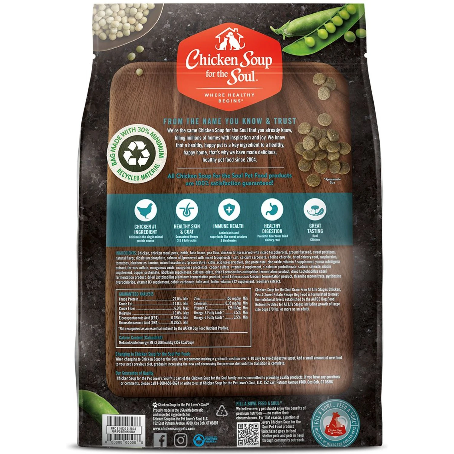 Chicken Soup For The Soul Chicken, Pea & Sweet Potato Recipe Grain-Free Dry Dog Food, 10-lb Bag 4 Chicken Soup For The Soul Chicken, Pea & Sweet Potato Recipe Grain-Free Dry Dog Food, 10-lb Bag - Image 2