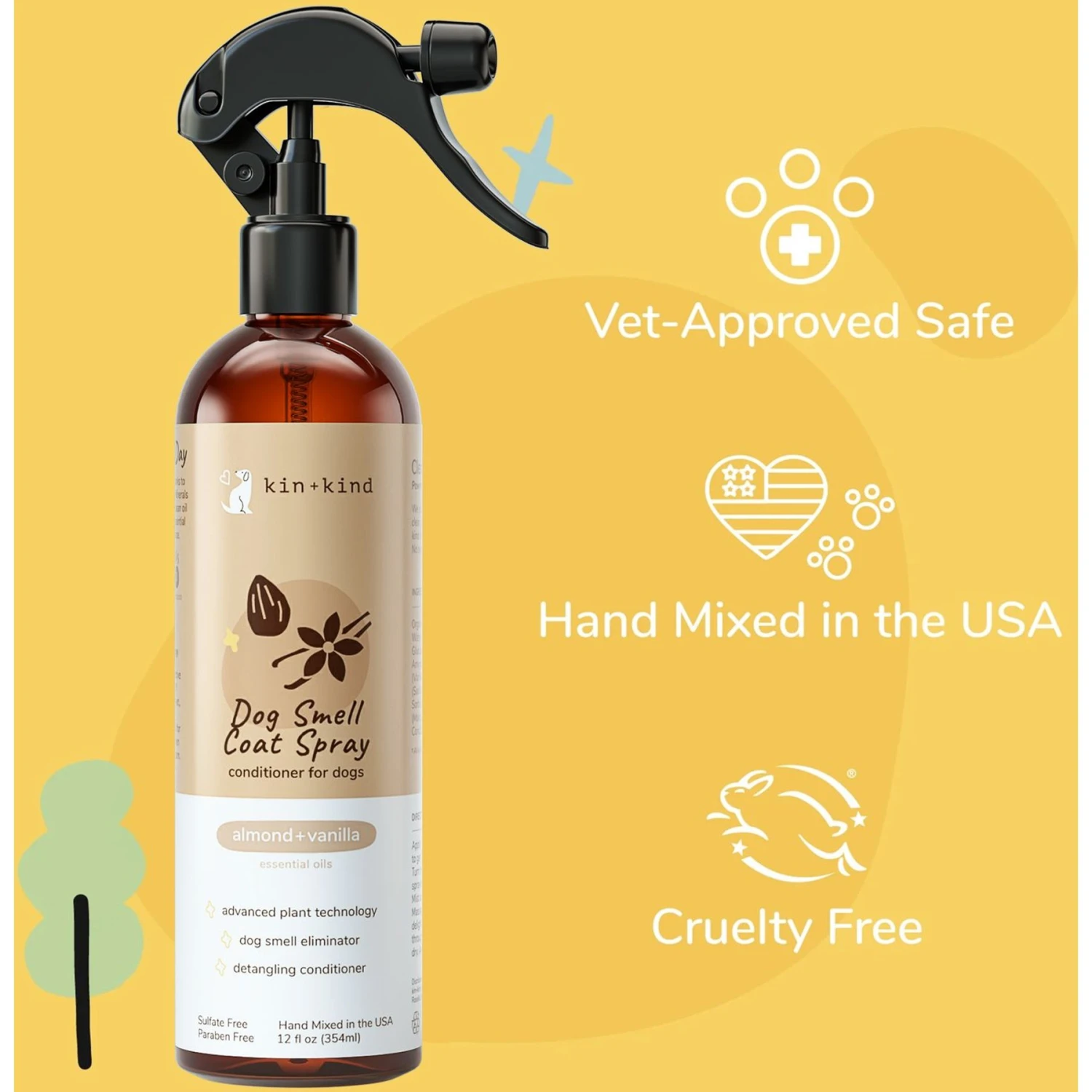 Kin+kind Dog Smell Almond+Vanilla Dog Coat Spray, 12-oz Bottle 5 Kin+kind Dog Smell Almond+Vanilla Dog Coat Spray, 12-oz Bottle - Image 3