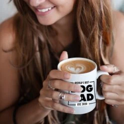 904 Custom Personalized World's Best Dog Dad Double Sided Mug, 11-oz -Snuggle Paws 314537 PT3. AC SS1800 V1637024535