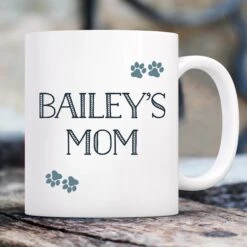 904 Custom Personalized Pawprint Dog Mom Mug, 11-oz