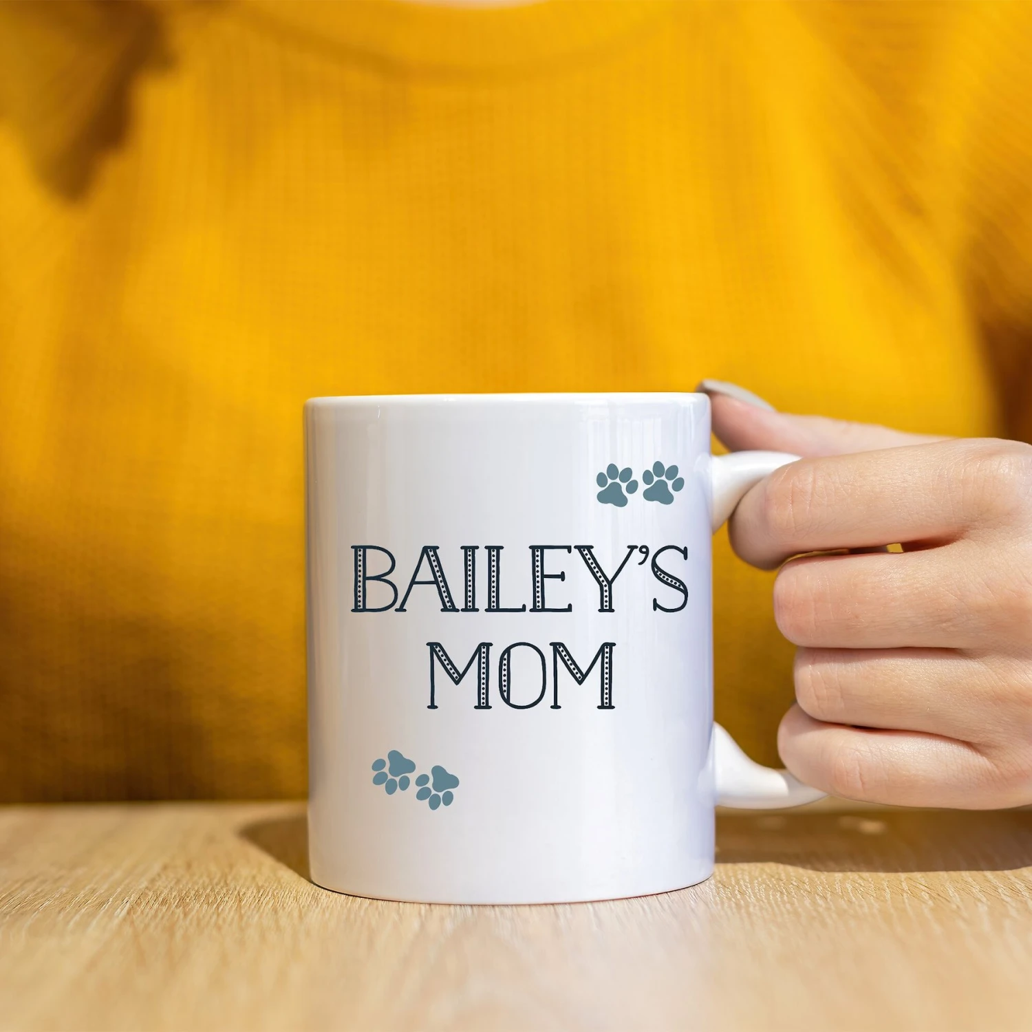 904 Custom Personalized Pawprint Dog Mom Mug, 11-oz 4 904 Custom Personalized Pawprint Dog Mom Mug, 11-oz - Image 2