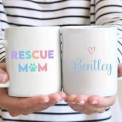 904 Custom Personalized Rescue Mom Pastel Mug, 11-oz
