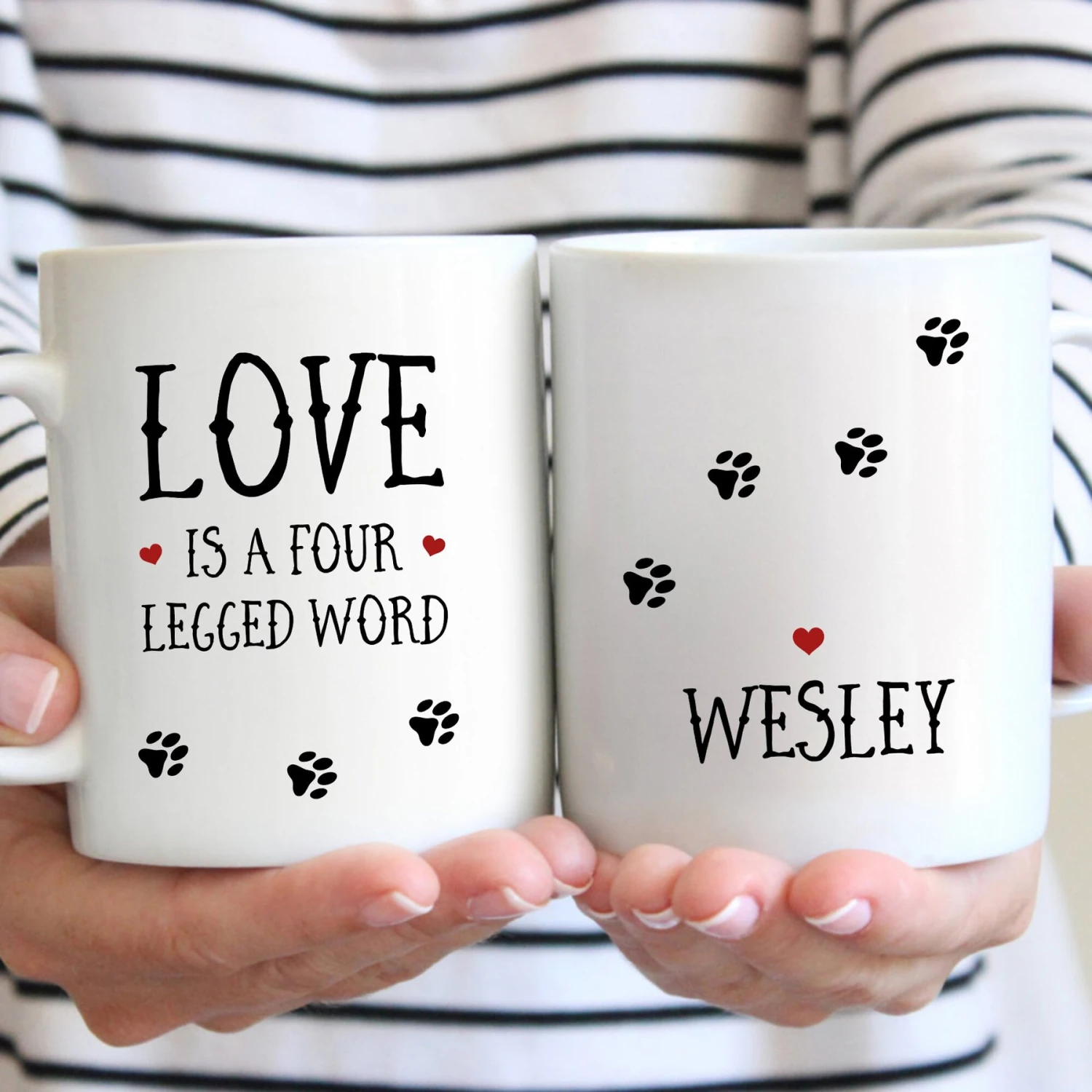 904 Custom Personalized Love Is A Four Legged Word Double Sided Coffee Mug, 11-oz 3 904 Custom Personalized Love Is A Four Legged Word Double Sided Coffee Mug, 11-oz