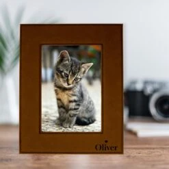 904 Custom Personalized Name With Heart Leatherette Pet Picture Frame -Snuggle Paws 314650 PT2. AC SS1800 V1637027248