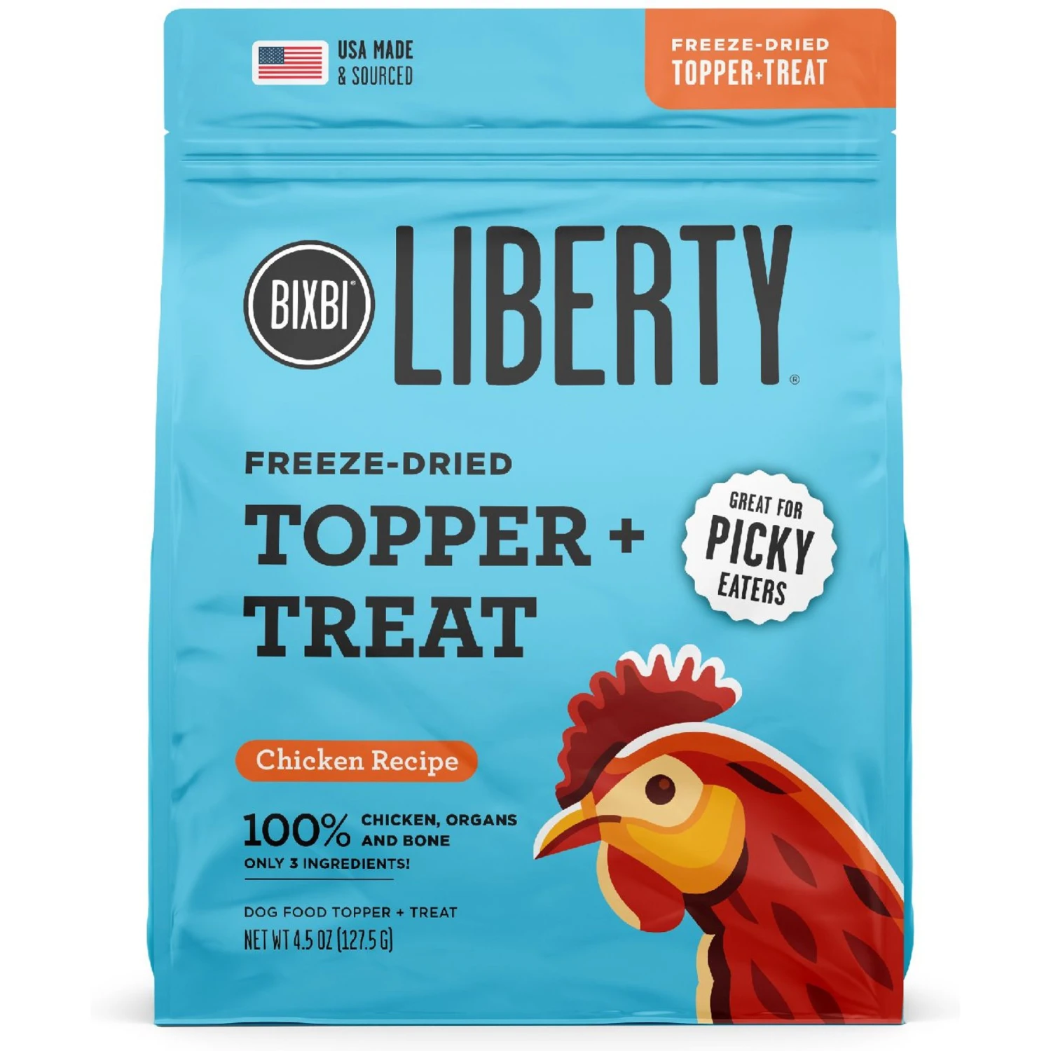BIXBI Liberty Chicken Recipe Freeze-Dried Dog Topper & Treat, 4.5-oz Bag 3 BIXBI Liberty Chicken Recipe Freeze-Dried Dog Topper & Treat, 4.5-oz Bag