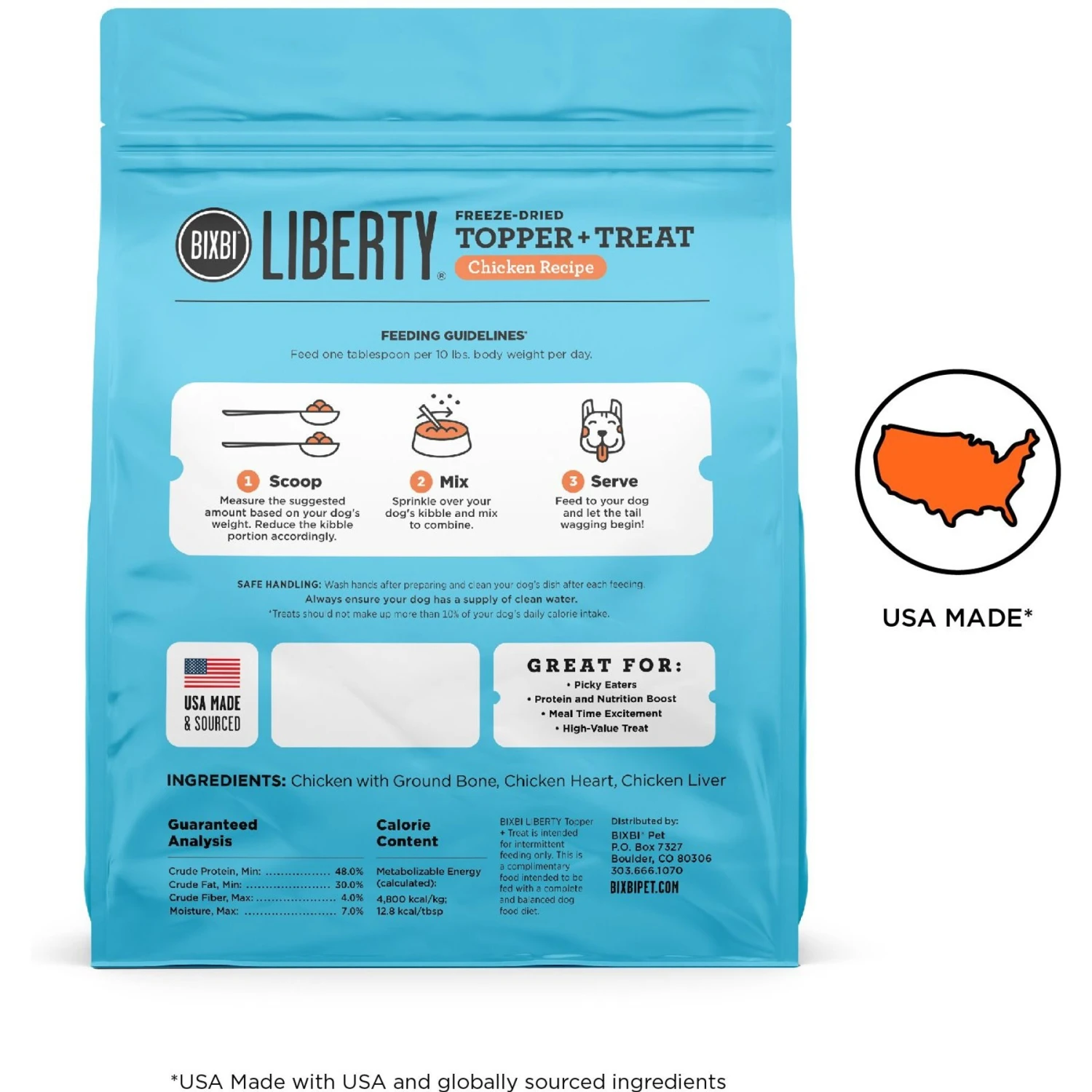 BIXBI Liberty Chicken Recipe Freeze-Dried Dog Topper & Treat, 4.5-oz Bag 5 BIXBI Liberty Chicken Recipe Freeze-Dried Dog Topper & Treat, 4.5-oz Bag - Image 3