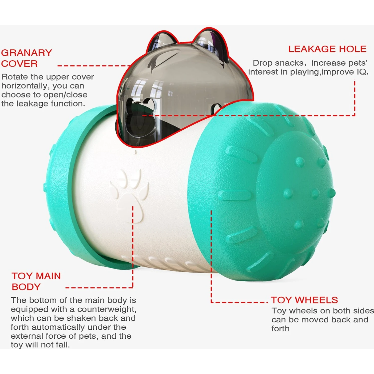 Hanamya Interactive Balanced Rotating Dispensing Dog & Cat Toy 6 Hanamya Interactive Balanced Rotating Dispensing Dog & Cat Toy - Image 4