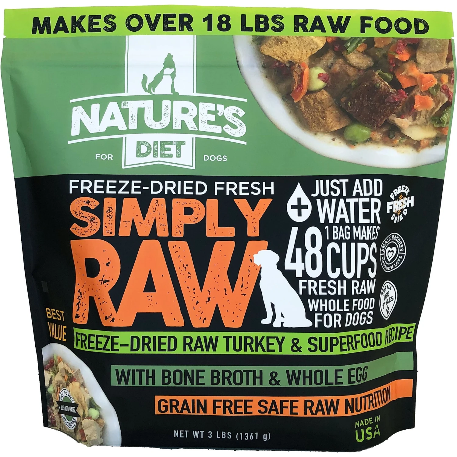 Nature's Diet Fresh Turkey Simply Raw Freeze-Dried Dog Food, 3-lb Bag 3 Nature's Diet Fresh Turkey Simply Raw Freeze-Dried Dog Food, 3-lb Bag