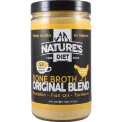 Nature's Diet Original Blend Chicken Bone Broth Dry Dog & Cat Food Topping, 16-oz Jar