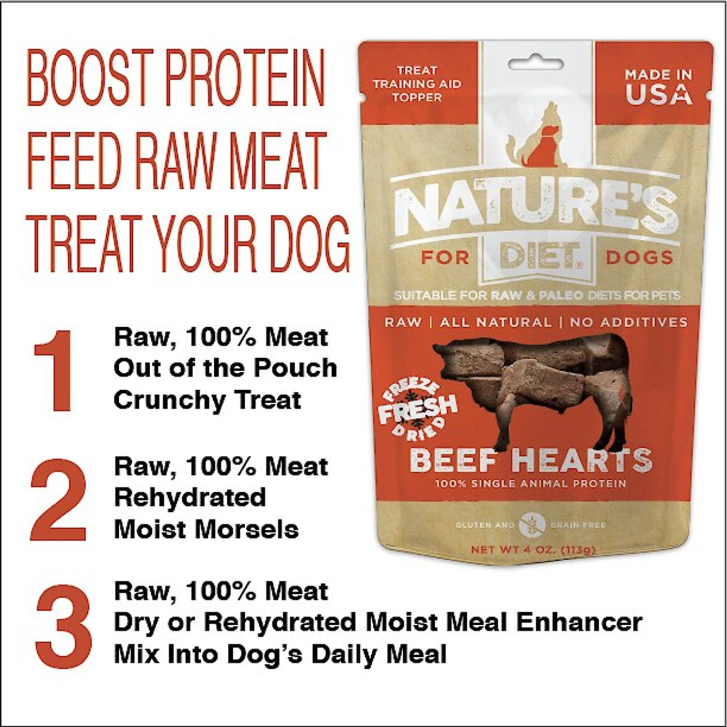 Nature's Diet Beef Heart Raw Freeze-Dried Dog Treats, 4-oz Pouch 6 Nature's Diet Beef Heart Raw Freeze-Dried Dog Treats, 4-oz Pouch - Image 4