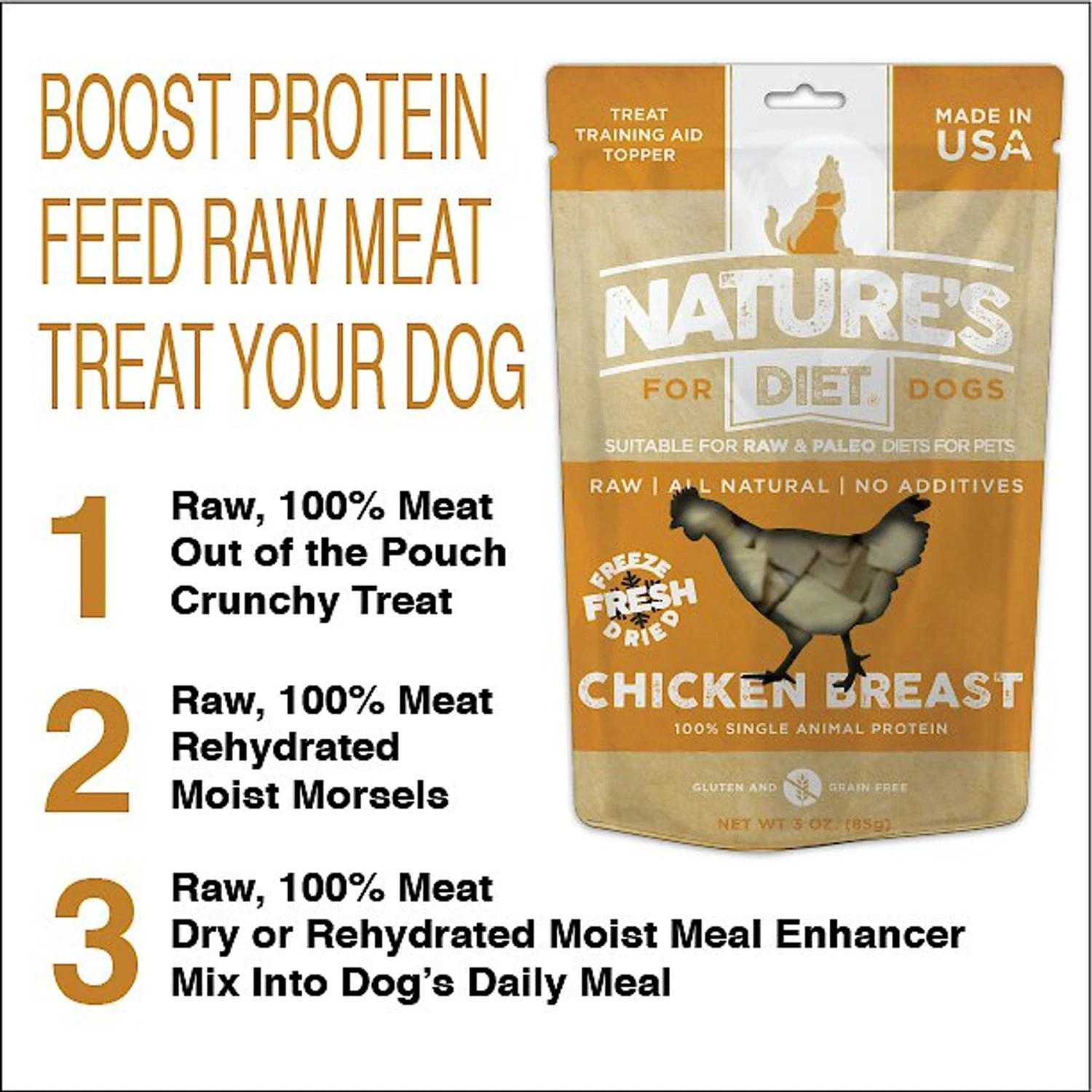 Nature's Diet Chicken Breast Raw Freeze-Dried Dog Treats, 3-oz Pouch 6 Nature's Diet Chicken Breast Raw Freeze-Dried Dog Treats, 3-oz Pouch - Image 4
