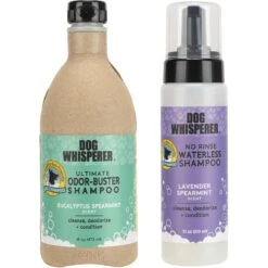 Dog Whisperer Ultimate Odor-Buster Shampoo + No Rinse Waterless Dog Shampoo, 16-oz Bottle & 7.1-oz Bottle