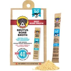 Brutus Broth Instant Bone Broth Beef Flavor Dry Dog Food Topper, 5 Count