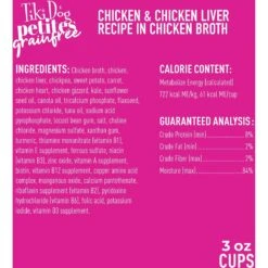 Tiki Dog Aloha Petites Chicken & Chicken Liver Recipe In Chicken Broth Wet Dog Food, 3-oz Cup, Case Of 4 -Snuggle Paws 333554 PT2. AC SS1800 V1633398125