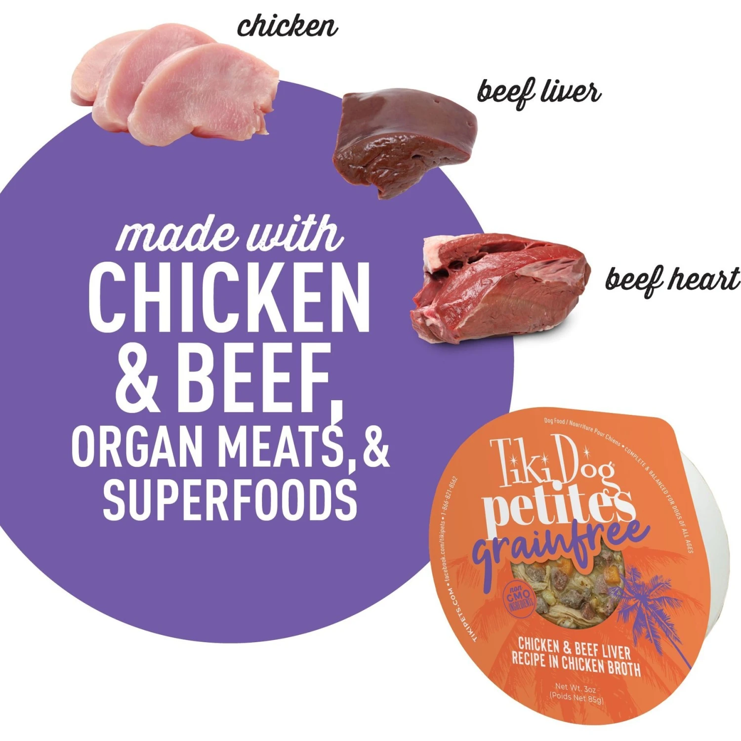 Tiki Dog Aloha Petites Chicken & Beef Liver Recipe In Chicken Broth Wet Dog Food, 3-oz Cup, Case Of 4 6 Tiki Dog Aloha Petites Chicken & Beef Liver Recipe In Chicken Broth Wet Dog Food, 3-oz Cup, Case Of 4 - Image 4