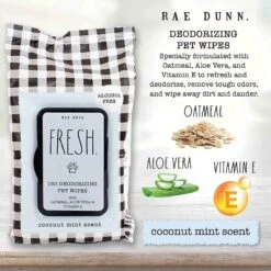 Rae Dunn FRESH. Deodorizing Dog Wipes -Snuggle Paws 349307 PT2. AC SS1800 V1642461105
